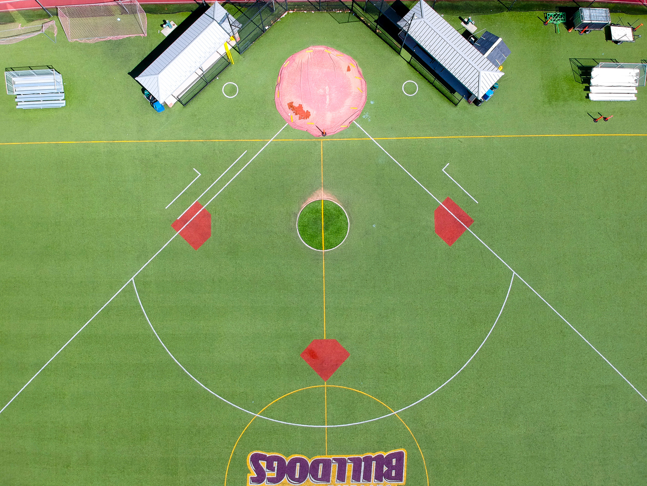 Aerial view of the field at Brooklyn College in New York City.